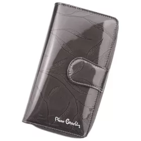   Pierre Cardin szürke, levélmintás női bőr pénztárca 9,5 × 17 cm