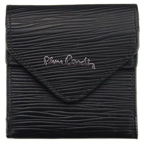 Pierre Cardin női bőr pénztárca, fekete, nyomott mintás, 9 × 9 cm 