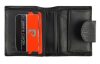 Pierre Cardin női bőr pénztárca, fekete, nyomott mintás, 9 × 10 cm 