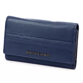   Pierre Cardin kék színű női bőr pénztárca 16 × 9,5 cm