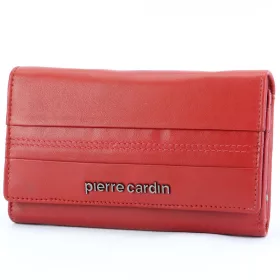   Pierre Cardin piros színű női bőr pénztárca 16 × 9,5 cm