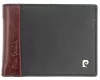 Pierre Cardin férfi bőr pénztárca, fekete-piros, 12,5 × 9,5 cm