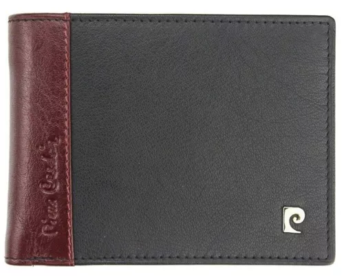 Pierre Cardin férfi bőr pénztárca, fekete-piros, 12,5 × 9,5 cm