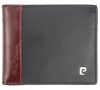 Pierre Cardin fekete-piros színű, férfi bőr pénztárca, 11 × 9 cm 