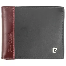   Pierre Cardin fekete-piros színű, férfi bőr pénztárca, 11 × 9 cm