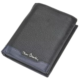   Pierre Cardin férfi bőr pénztárca, fekete-kék, RFID védelemmel, 10,5 × 12,7 cm