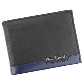   Pierre Cardin fekete-kék férfi bőr pénztárca 12,5 × 9,2 cm