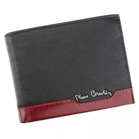   Pierre Cardin férfi bőr pénztárca, fekete-piros, RFID 12,5 × 9,5 cm