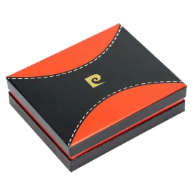 Pierre Cardin fekete-piros színű, férfi bőr pénzcsipeszes pénztárca és kártyatartó, 11 × 9 cm 