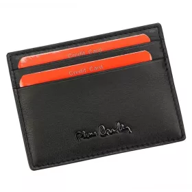 Pierre Cardin fekete bőr kártyatartó 10 × 7,5 cm