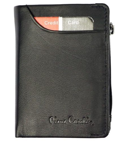Pierre Cardin bőr kártyatartó, fekete, RFID 8 × 10,5 cm 