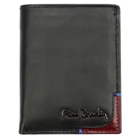   Pierre Cardin fekete-piros férfi bőrpénztárca, RFID 8 × 10 cm