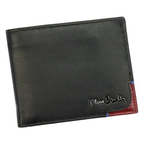 Pierre Cardin fekete-piros színű,férfi bőr pénztárca, RFID védelemmel, 12 × 9,5 cm 