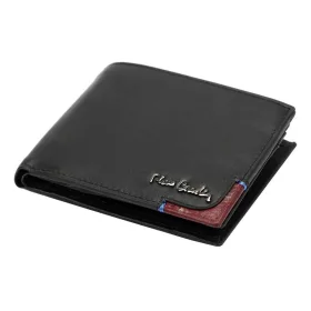  Pierre Cardin fekete-piros férfi bőr pénztárca, RFID védelemmel, 12 × 9 cm