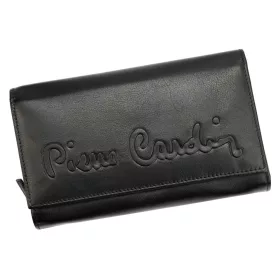 Pierre Cardin fekete, női bőr pénztárca 18 × 10,5 cm
