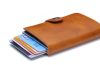 Világosbarna pop-up mini pénztárca, kártyatartó 9,5×6,5 cm