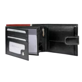   Rovicky átkapcsos, sötétkék-piros férfi bőr pénztárca RFID védelemmel 12×9,5 cm