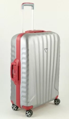 Roncato Uno SL kemény falú, 4 kerekes trolley bőrönd 73 cm, ezüst/piros