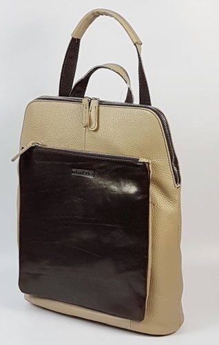 Rialto olasz design A/4 női krém-barna bőr hátizsák 36 x 29 cm.