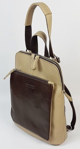 Rialto olasz design kicsi krém-barna női bőr hátizsák 27 x 22 cm.