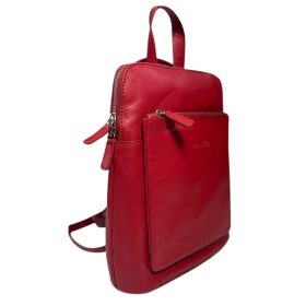 Rialto kis méretű női mélypiros bőr hátizsák 27 x 22 cm