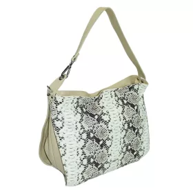   Rialto kígyóbőr mintás bézs színű női bőr kézitáska, válltáska 39 × 28 cm