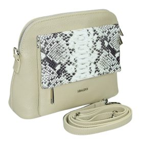   Rialto kígyóbőr mintás bézs színű női bőr válltáska 25 × 19,5 cm