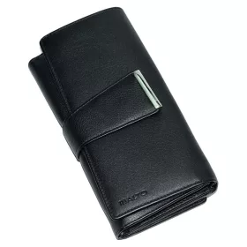 Rialto női fekete bőr pénztárca 9,5 cm × 17 cm