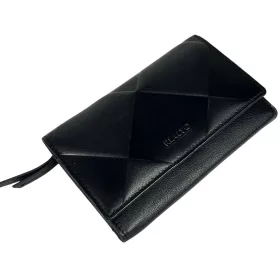   Rialto absztrakt, nagyméretű, fekete női bőr pénztárca 16 × 10,5 cm