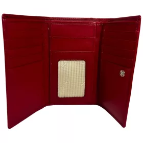   Rialto nagyméretű absztrakt mintás piros női bőr pénztárca 16 × 10,5 cm
