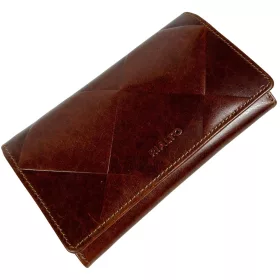   Rialto nagyméretű, absztrakt mintás barna női bőr pénztárca 16,5 × 10,5 cm
