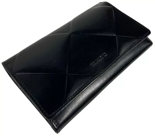 Rialto absztrakt mintás fekete női bőr pénztárca 16,5 × 10,5 cm