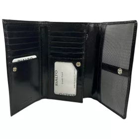   Rialto absztrakt mintás fekete női bőr pénztárca 16,5 × 10,5 cm