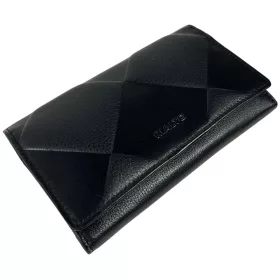   Rialto nagyméretű absztrakt mintás fekete női bőr pénztárca 16,5 × 10,5 cm