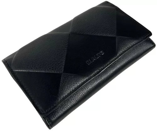 Rialto nagyméretű absztrakt mintás fekete női bőr pénztárca 16,5 × 10,5 cm