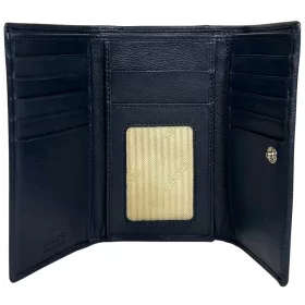   Rialto nagyméretű absztrakt mintás sötétkék női bőr pénztárca 16,5 × 10,5 cm