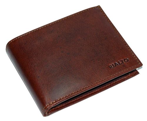 Rialto férfi barna bőr pénztárca 11,5 cm × 9 cm