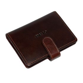 Rialto átfogópántos, barna bőr kártyatartó