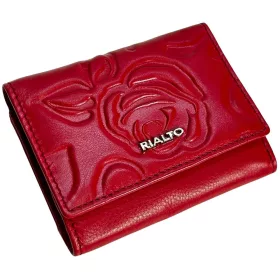   Rialto piros nyomott rózsa mintás női bőr pénztárca 11 x 8,5 x 2,5 cm