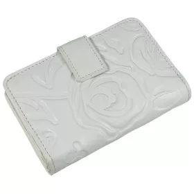   Rialto kisméretű fehér nyomott rózsás női bőr pénztárca 13,5 × 9 × 3 cm