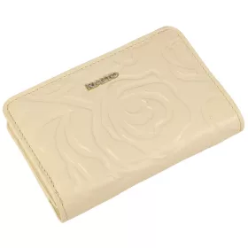   Rialto kisméretű bézs nyomott rózsás női bőr pénztárca 13,5 × 9 × 3 cm