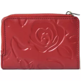   Rialto kisméretű piros nyomott mintás női bőr pénztárca 13 × 9,5 × 2,5 cm