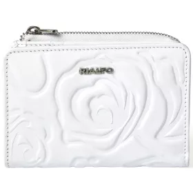   Rialto kisméretű fehér nyomott rózsás női bőr pénztárca 13 × 9,5 × 2,5 cm