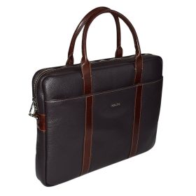   Rialto olasz sötétbarna bőr laptoptáska, 15,6"  38 × 28 cm