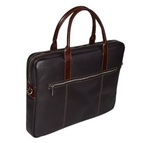   Rialto olasz sötétbarna bőr laptoptáska, 15,6"  38 × 28 cm