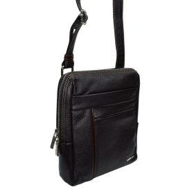 Rialto sötétbarna színű bőr oldaltáska, válltáska