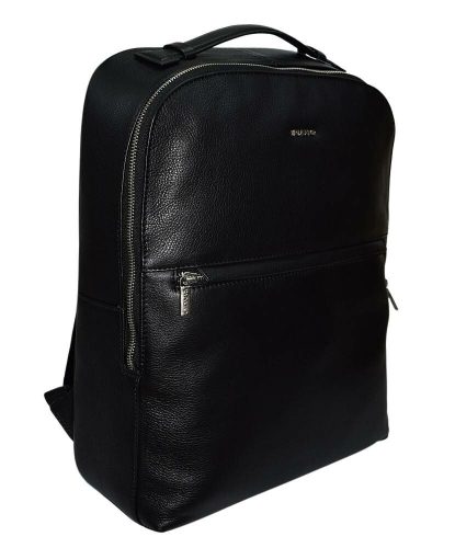 Rialto olasz, fekete színű bőr laptoptartós hátizsák