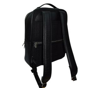 Rialto olasz, fekete színű bőr laptoptartós hátizsák