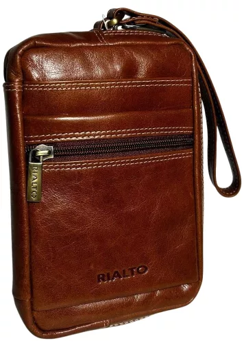 Rialto férfi barna bőr autóstáska 13 × 18 cm