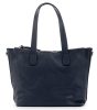 Rialto sötétkék tripla rekeszes női bőr válltáska tote táska 33 x 28 cm